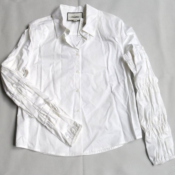 NWT$295 Alexis Ruffled Long Sleeve Button Up Shirt Poplin Cotton Blouse Top Sz S - Picture 4 of 12